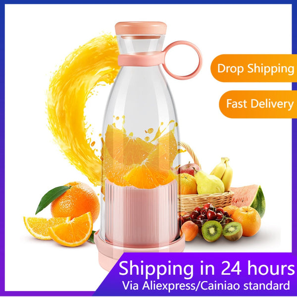 Rechargeable Mixers Fresh Fruit Juicers Blue/Pink Usb Portable Juicers Bottle Mini Fast Electric Portable Blender Smoothie Ice